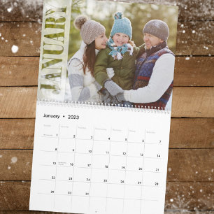 Typografi över minimalistisk enkel Coola för fotom Kalender