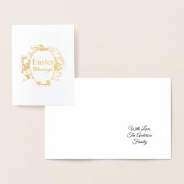 Typografi över påsk Blessings Cute Påskhares Folierat Kort