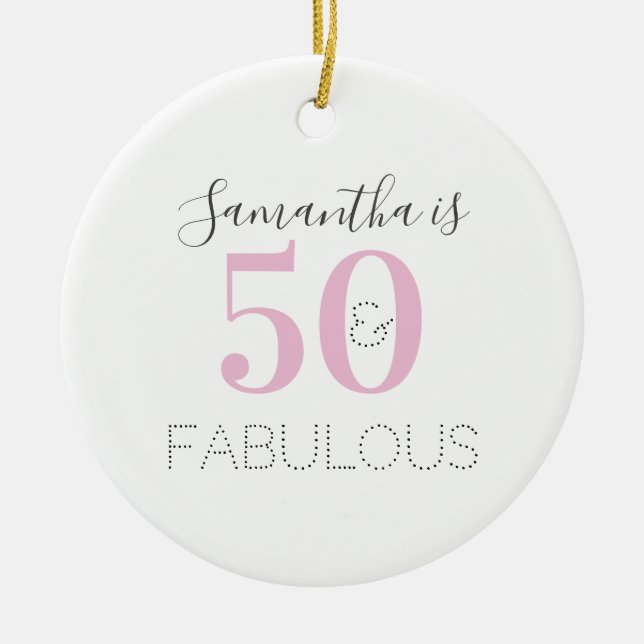Typografi över Personligen vid 50:e födelsedagen Julgransprydnad Keramik (Framsidan)