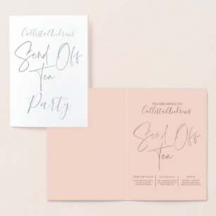 Typografi över Silver Foil Rosa ros Guld, skicka a Folierat Kort