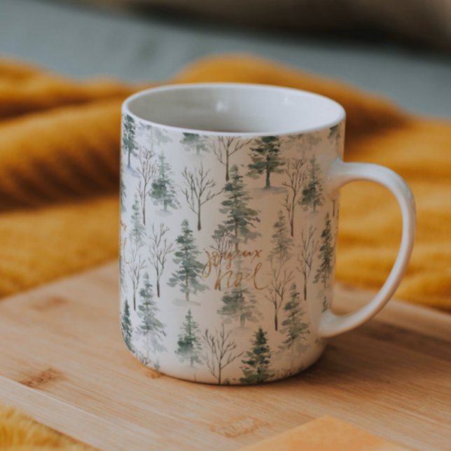 Typografi över Snowy Winter Träd Mönster Guld Mugg (Skapare uppladdad)