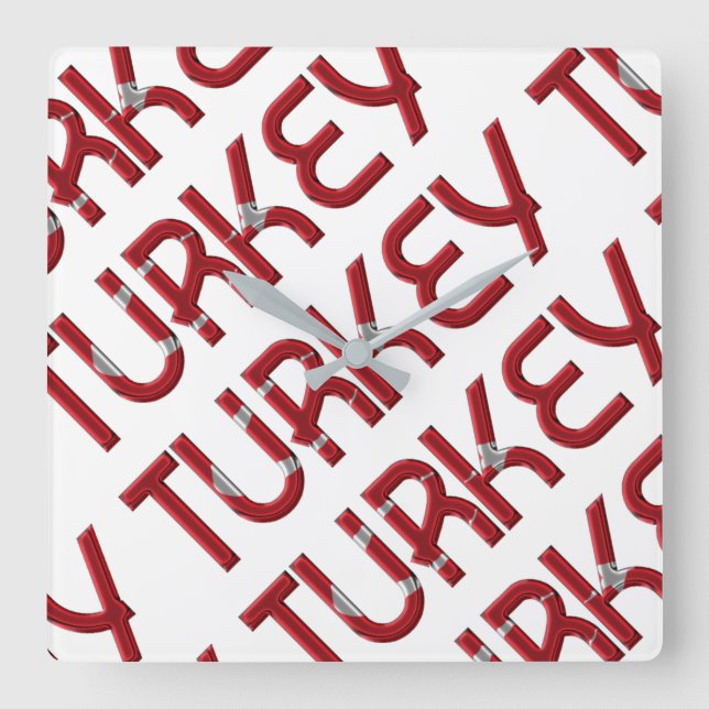 Typografi över turkiska Flagga Färg Fyrkantig Klocka (Framsida)