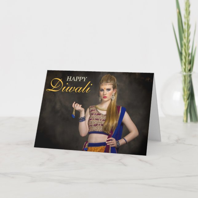 Typografi överlägg Personlig Lycklig Diwali Photo Kort (Framsida)