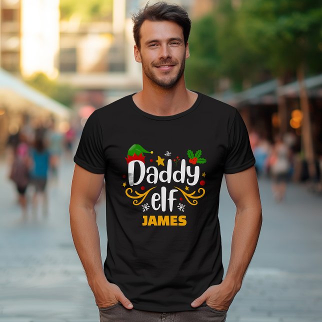 Typografi pappa Elf Roligt Family Matching T-Shirt (Skapare uppladdad)