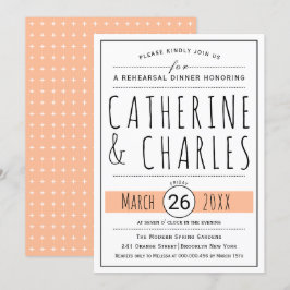 Typografi, persikornsmiddag bröllop inbjudningar