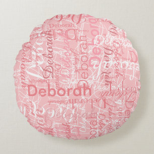 Typografi Pinkish Namn Blek Rosa Rund Kudde