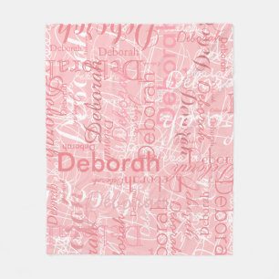 Typografi Pinkish Namn på Blek Rosa Ull Fleecefilt