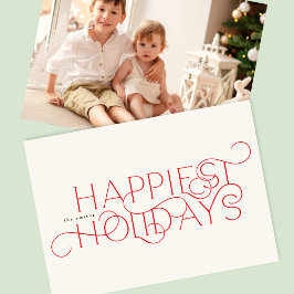 Typografi Red Elegant Traditional One Photo Lyckli Julkort