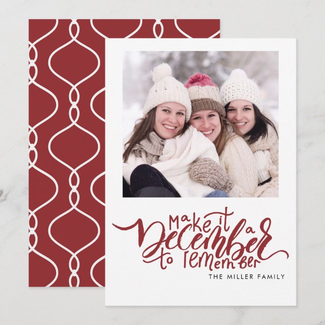 Typografi Red Photo jul Card Inbjudningar (Fram/baksida)