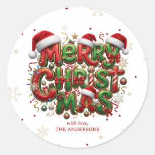Typografi Retro God Jul Familj Klistermärken