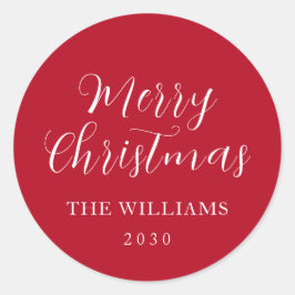 Typografi Röd God Jul Runt Klistermärke