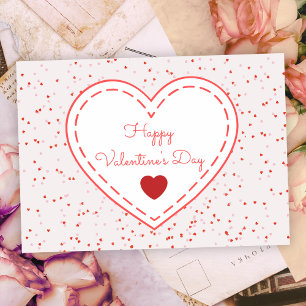 Typografi Romantic Red Heart Alla hjärtans dag Helg Vykort