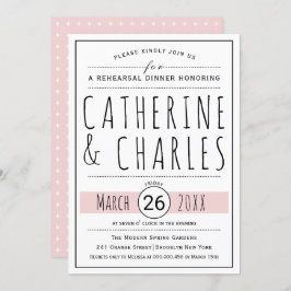 Typografi  rosa bröllop rehearsal middag inbjudningar