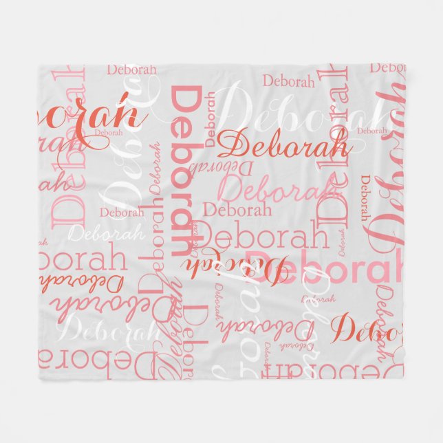 Typografi Rosa Namn Grått Fleecefilt (Framsidan (Horisontell))