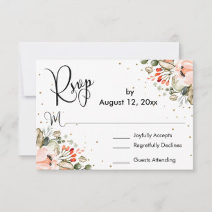 Typografi Rosenskär Blommig Guldkonfetti OSA Kort