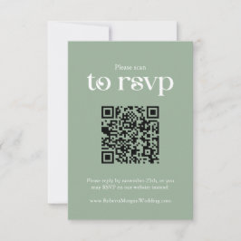 Typografi Sage Grönt QR kod Bröllop OSA Kort