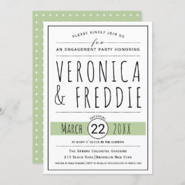 Typografi sagegrön bröllopsförlovningsfest inbjudningar