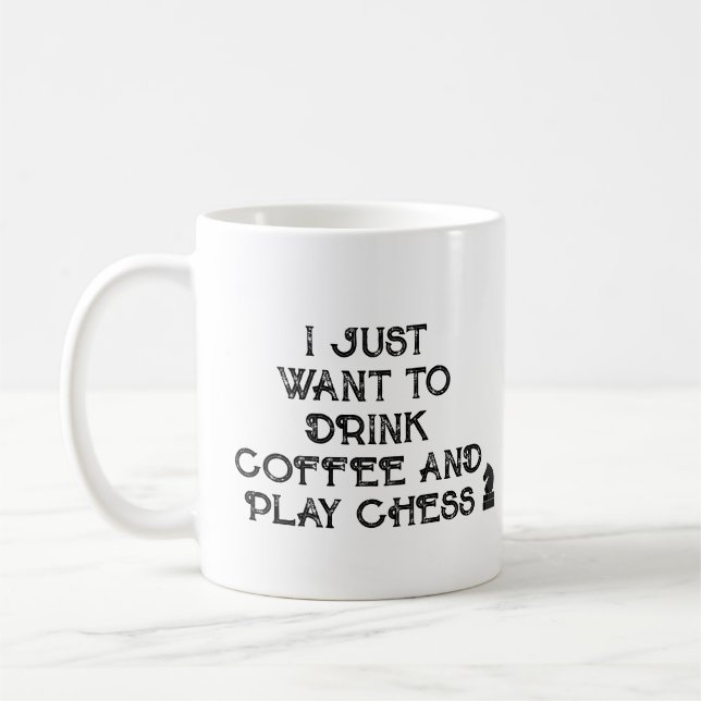 Typografi-schackspelare presentmugg med distressed kaffemugg (Vänster)