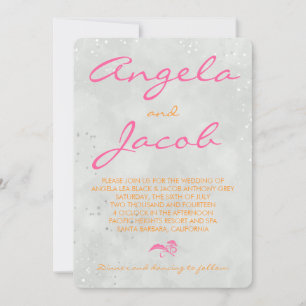 Typografi, Shock rosa, Orange Grått Bröllop Inbjudningar