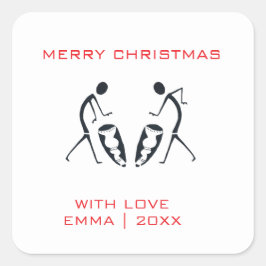 Typografi, Silhouette-trummare Jul Fyrkantigt Klistermärke