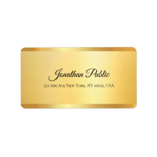 Typografi Skriptet Namn Professionell Elegant Guld Adressetikett