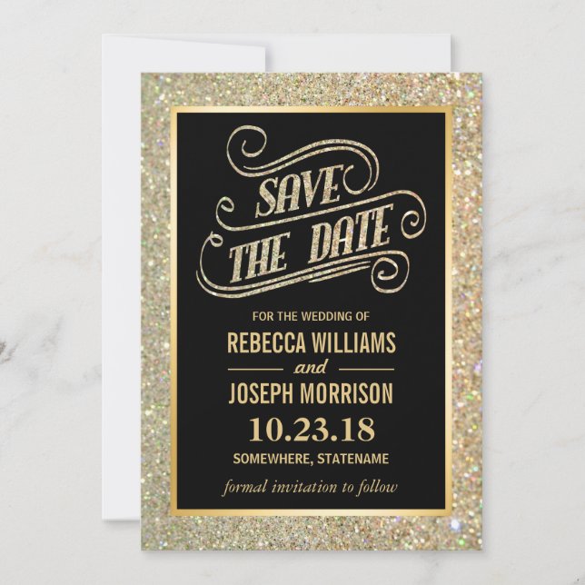 Typografi Spara miniatyrdiagrammen Guld Glitter Datumet (Framsida)