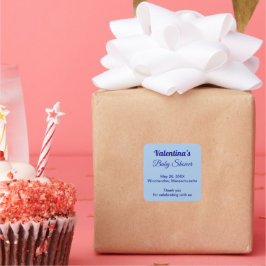 Typografi Stil Minimalistisk Ljusblå Baby Shower Fyrkantigt Klistermärke