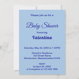 Typografi Stil Minimalistisk Ljusblå Baby Shower Inbjudningar