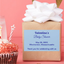 Typografi Stil Minimalistisk Ljusblå Baby Shower Rektangulärt Klistermärke