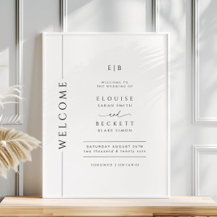 Typografi Svart och Vitt Bröllops Välkomstaffisch Poster
