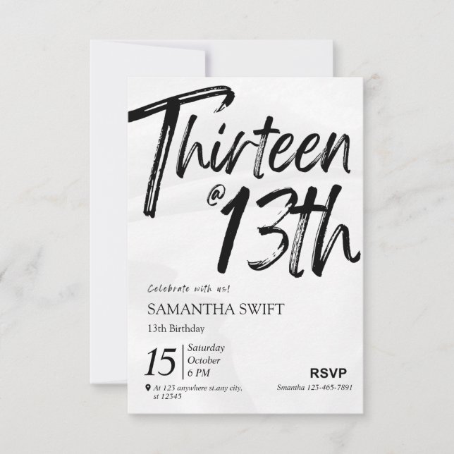 Typografi Sweet 13-födelsedagsinbjudningar Inbjudningar (Framsida)