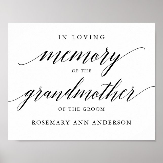 Typografi till minne av  bröllopsskylt minnesstund poster (Framsidan)