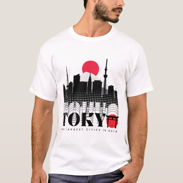 Typografi Tokyo De största städerna i Asien T Shirt (Framsida)
