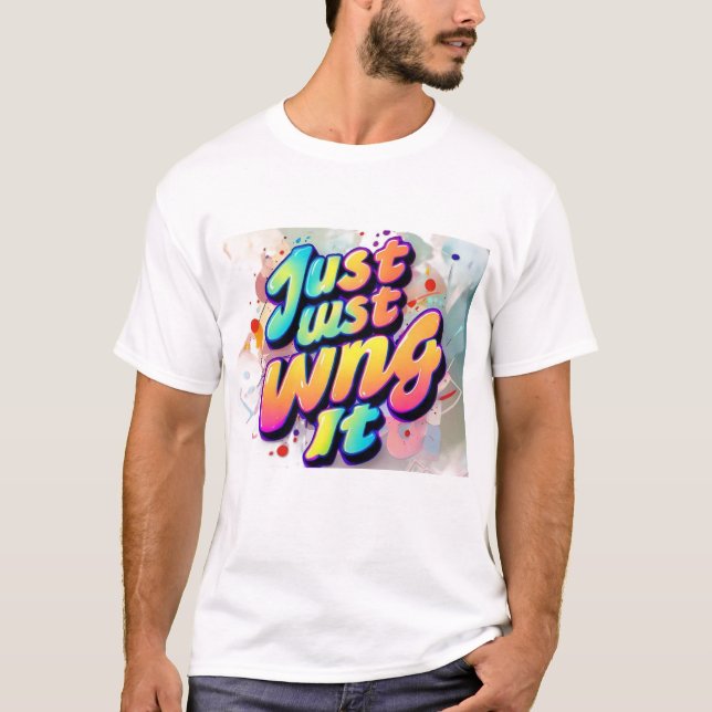 "Typografi Tshirt Roligt: Just Vinge" T Shirt (Framsida)