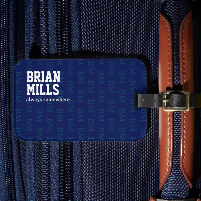 Typografi, upprepad Initialer Blue Bagagebricka (Framsida Insitu 4)