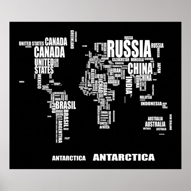 Typografi - världskarta poster (Framsidan)