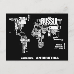 Typografi Världskarta Vykort