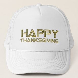 Typografi vit Elegant Happy thanksgiving Guld Keps