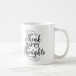 Typografikaffemugg, tänkalyckligtankar kaffemugg
