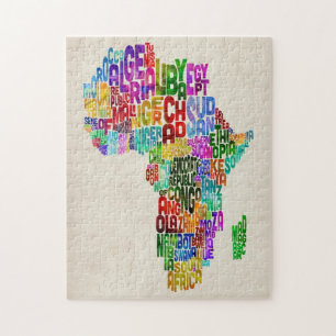 Typografikarta av afrikan pussel