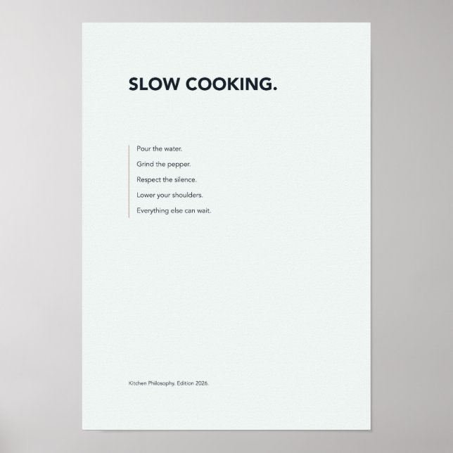 Typografisk affisch Slow Cooking (Framsidan)