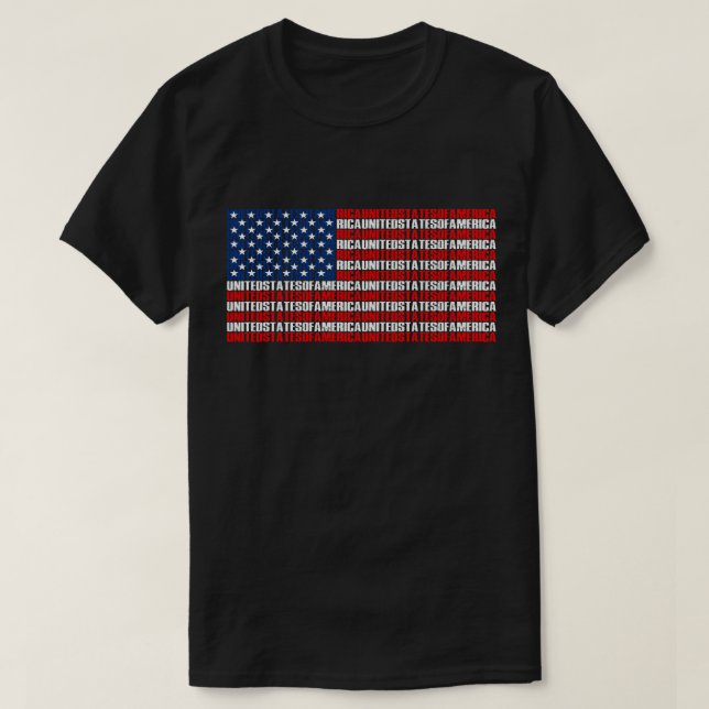 Typografisk amerikansk Flagga T Shirt (Design framsida)