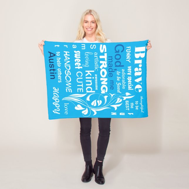 Typografisk ART-design, anpassa för en pojke Fleecefilt (På plats)