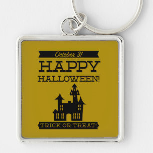 Typografisk återtro Halloween Fyrkantig Silverfärgad Nyckelring