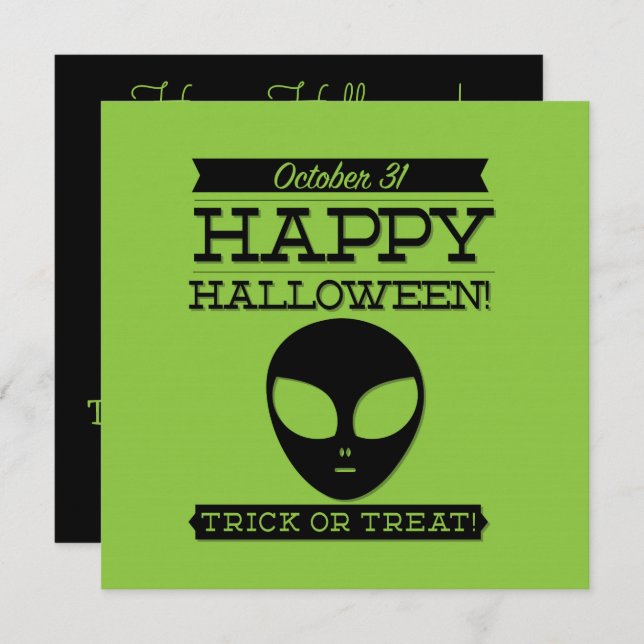 Typografisk återtro Halloween Inbjudningar (Fram/baksida)