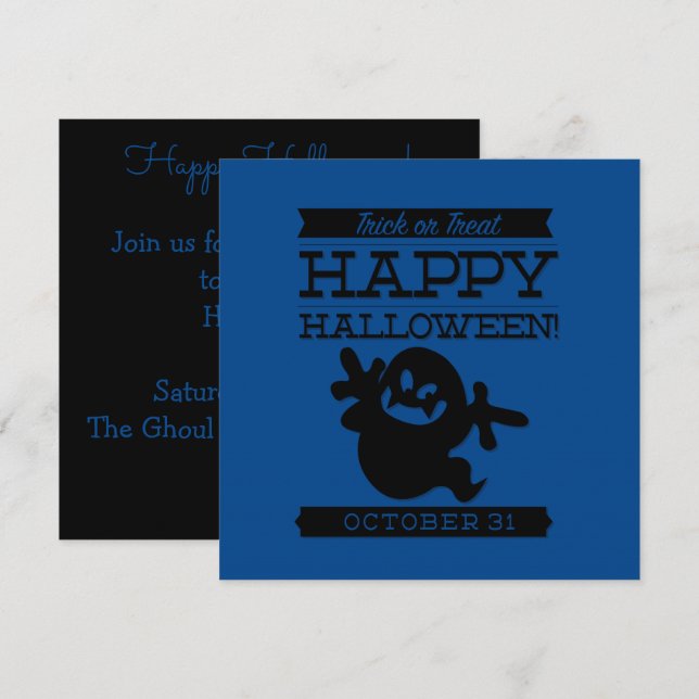 Typografisk återtro Halloween Inbjudningar (Fram/baksida)