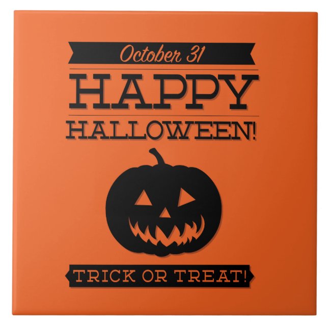 Typografisk återtro Halloween Kakelplatta (Framsidan)