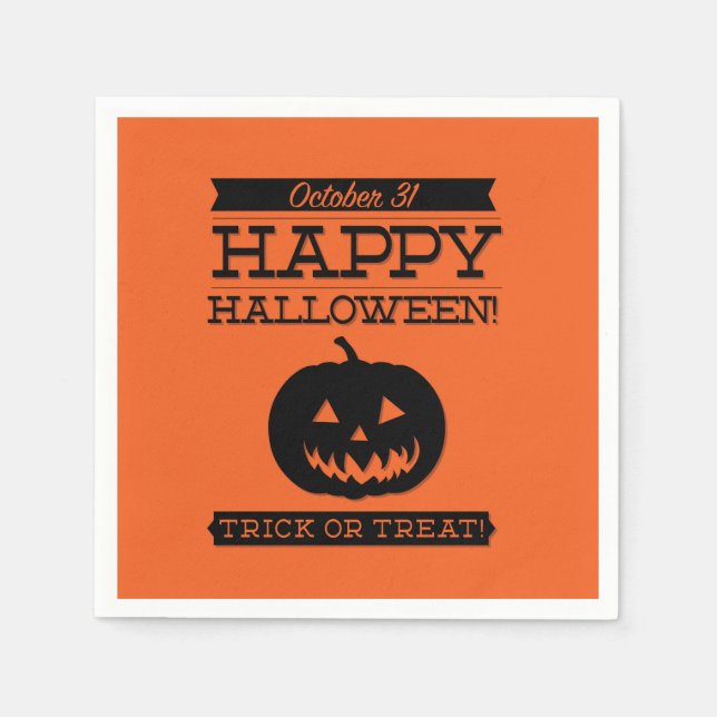 Typografisk återtro Halloween Pappersservett (Framsidan)