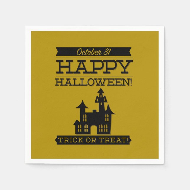 Typografisk återtro Halloween Pappersservett (Framsidan)
