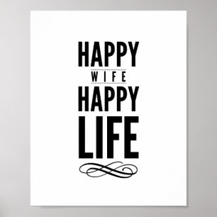 Typografisk citationsteckentryck för lycklig fru poster
